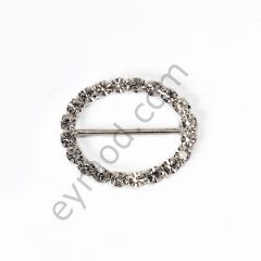 Elips Şerit Taşlı Kaynaklı Toka 25 mm - NİKEL