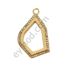 Yamuk Model Taşlı Fermuar Elcik GOLD