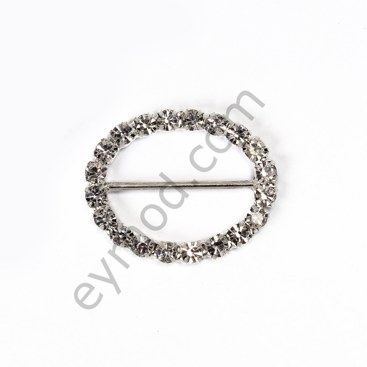 Elips Şerit Taşlı Kaynaklı Toka 30 mm - SİLVER RENKLİ