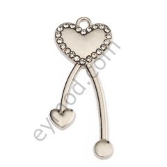 22 Taşlı Kalp Elcik NİKEL