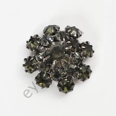 17 Taşlı Taşlı Düğme BLACK NİKEL