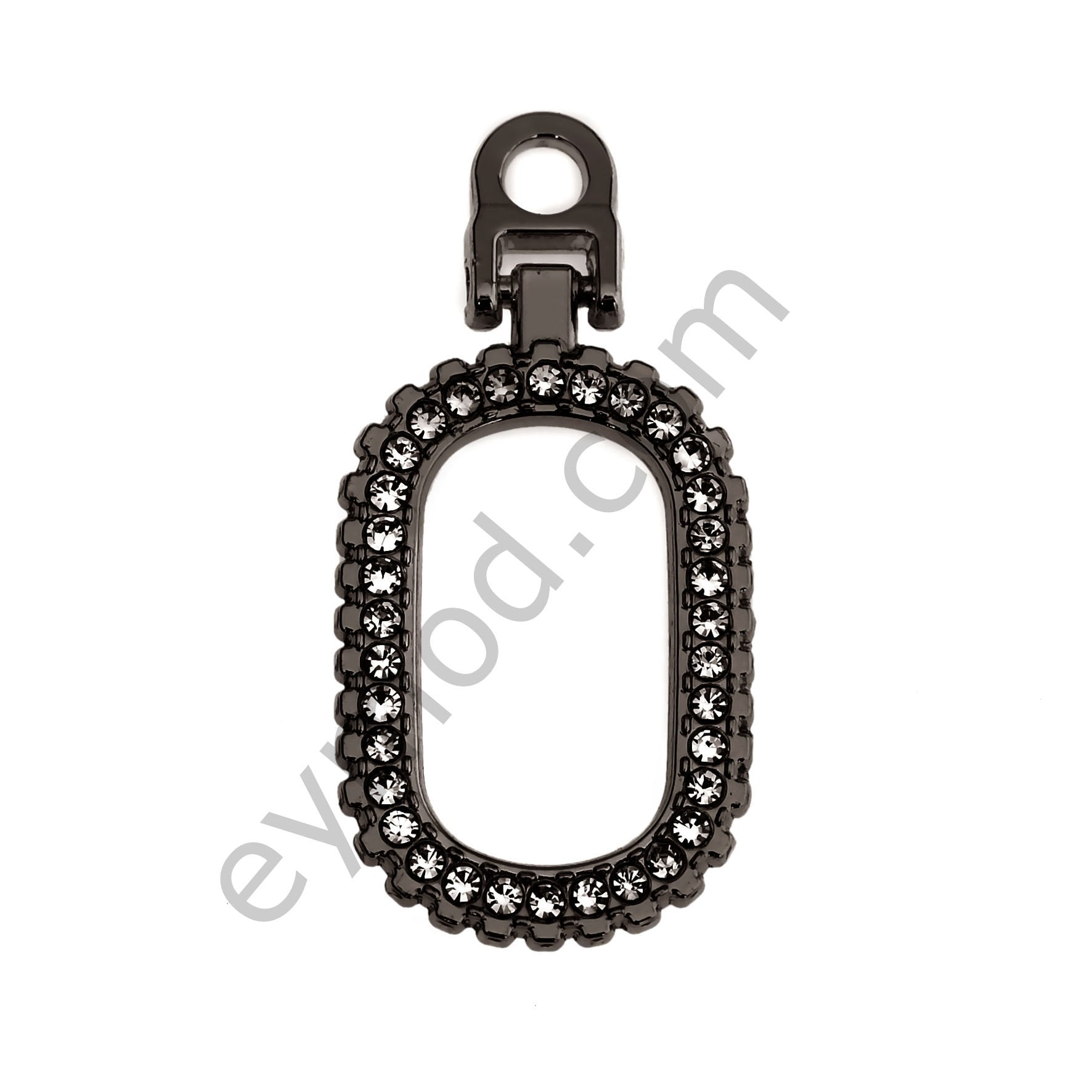 Taşlı Oval Elcik SİYAH NİKEL - BÜYÜK BOY