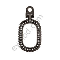 Taşlı Oval Elcik SİYAH NİKEL - BÜYÜK BOY