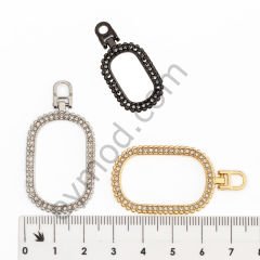 Taşlı Oval Elcik SİYAH NİKEL - BÜYÜK BOY