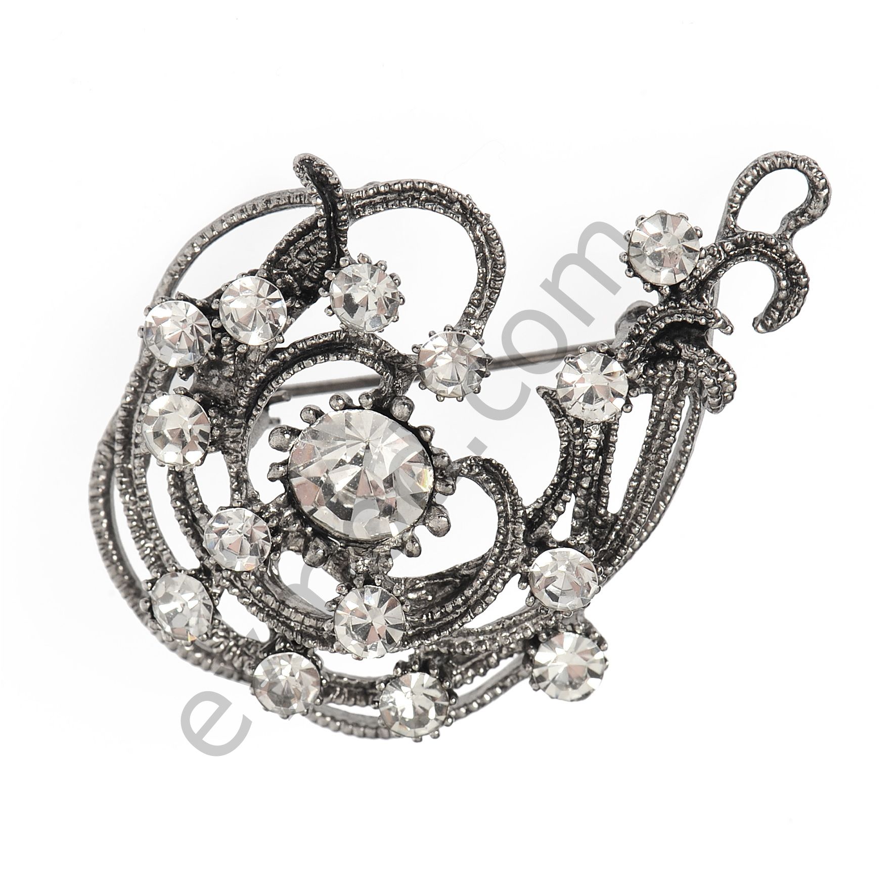 15 Taşlı Kıvrımlı Dal Broş