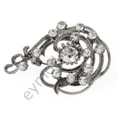 15 Taşlı Kıvrımlı Dal Broş