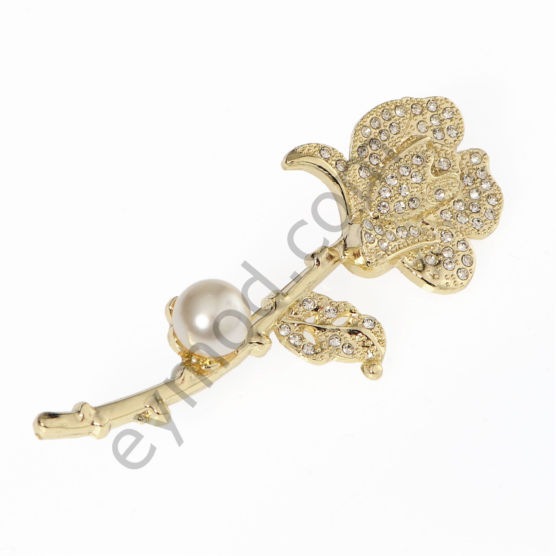 64 Taşlı İncili Çiçek Broş
