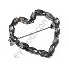 14 Taşlı Kalp Broş