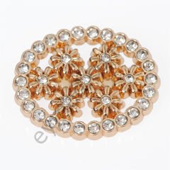 33 Taşlı Çiçekli Oval Broş GOLD