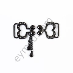 Püskül Sallantılı Taşlı Agraf Toka BLACK NİKEL