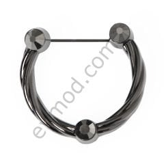 3 Taşlı Kıvrımlı C Broş