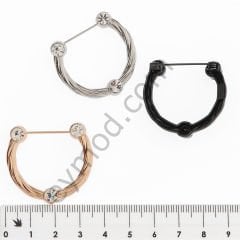 3 Taşlı Kıvrımlı C Broş