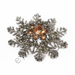 32 Taşlı Çiçek Broş