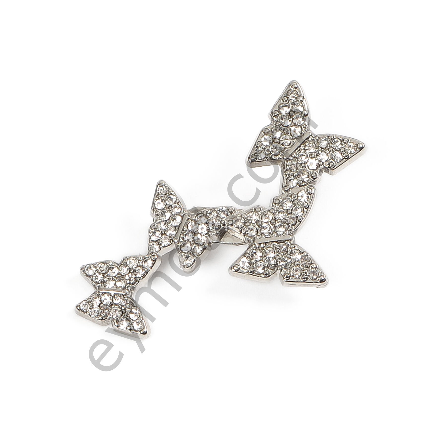 40 Taşlı Dört Kelebek Broş Toka NİKEL
