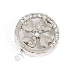 15 Taşlı 4 Kalpli Dikme Aksesuar NİKEL