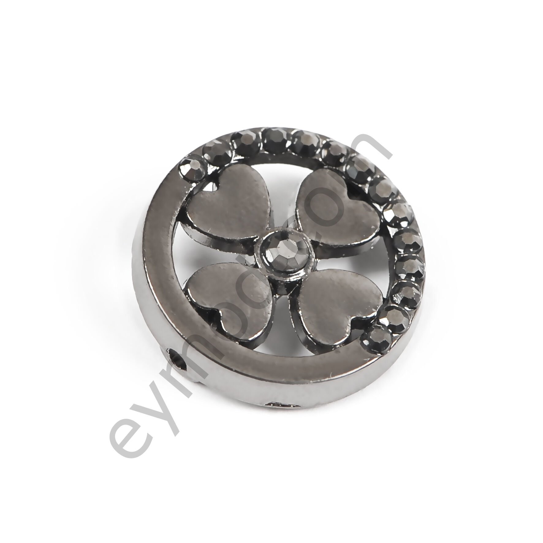 15 Taşlı 4 Kalpli Dikme Aksesuar BLACK NİKEL