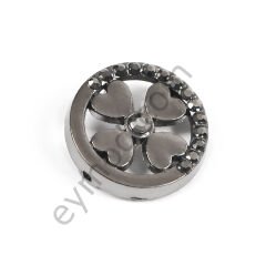 15 Taşlı 4 Kalpli Dikme Aksesuar BLACK NİKEL