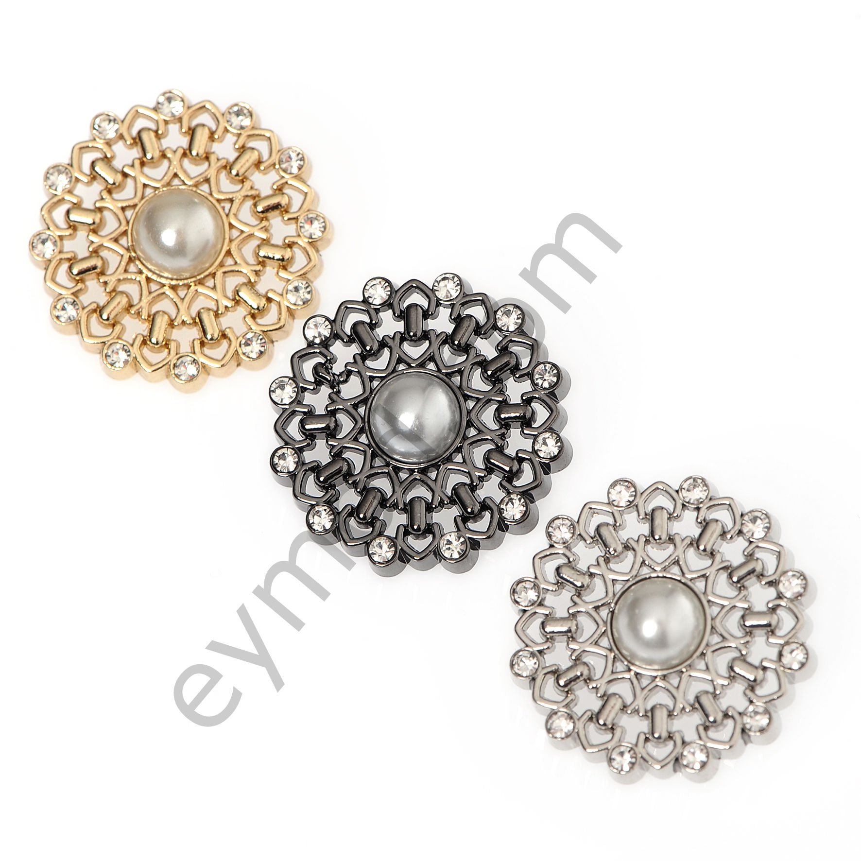 11 Taşlı İncili Yuvarlak Düğme