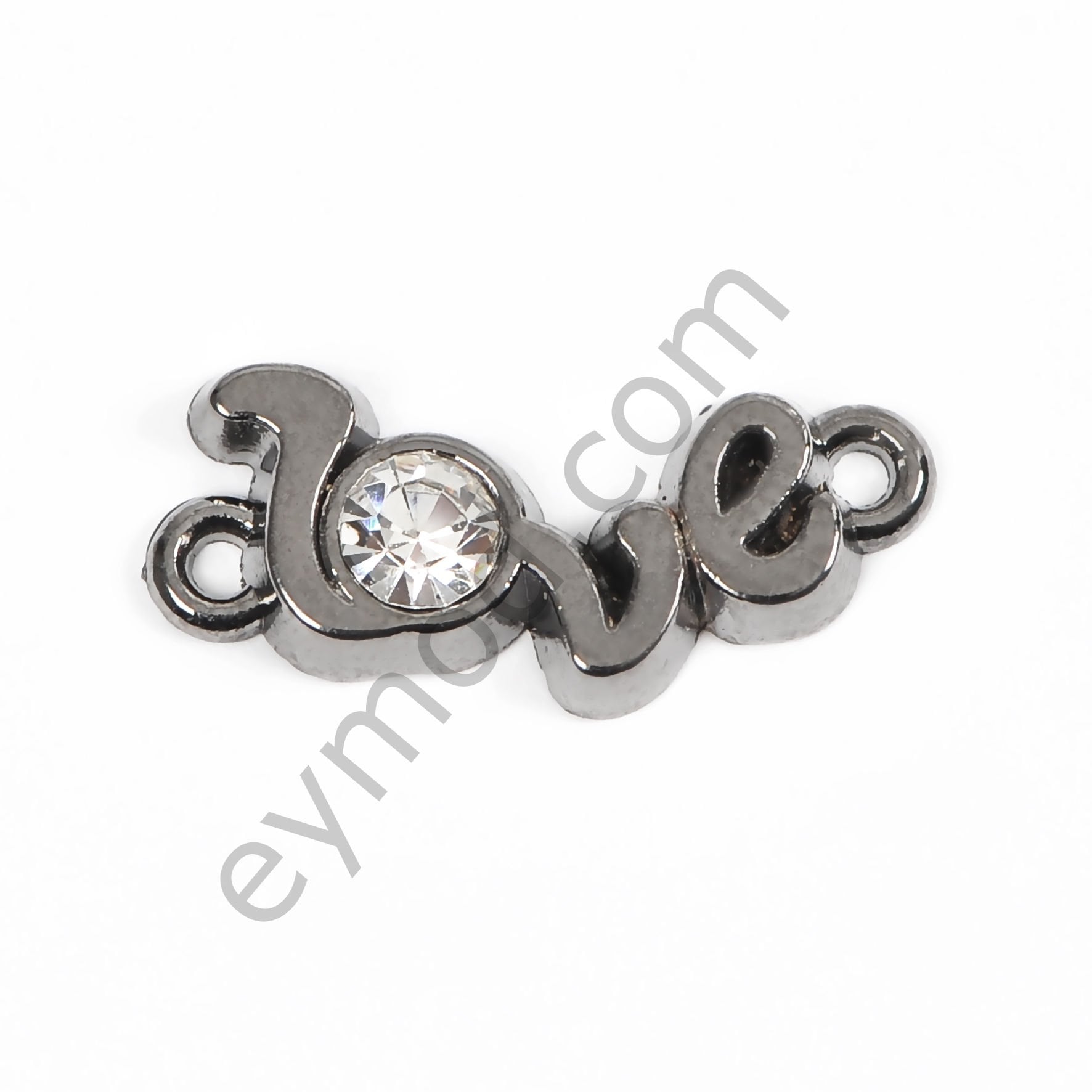 Tek Taşlı Love Dikme Aksesuar BLACK NİKEL