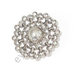 11 Taşlı İncili Yuvarlak Düğme NİKEL - DÜĞME BOYU 28L (~18 mm)
