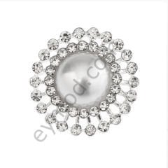 42 Taşlı İncili Yuvarlak Düğme