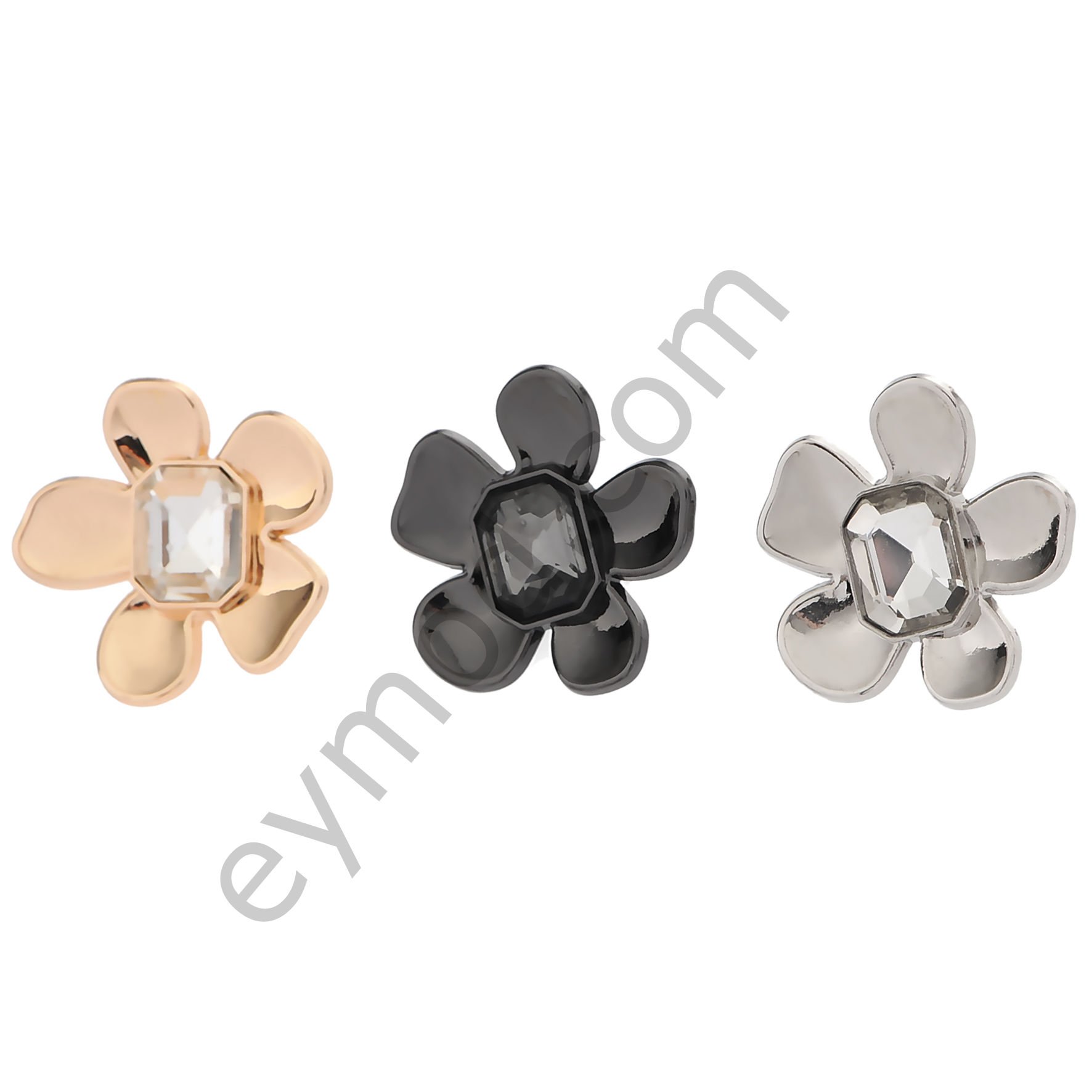 Sekizgen Taşlı Çiçek Düğme