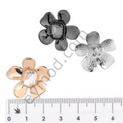 Sekizgen Taşlı Çiçek Düğme