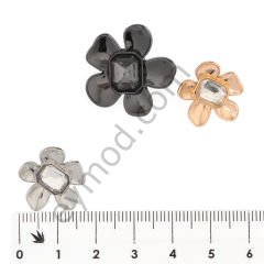 Sekizgen Taşlı Çiçek Düğme