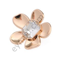 Sekizgen Taşlı Çiçek Düğme GOLD - DÜĞME BOYU 40L (~25mm)