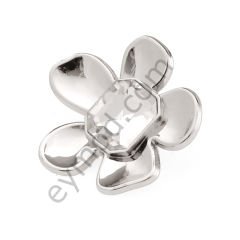 Sekizgen Taşlı Çiçek Düğme NİKEL - DÜĞME BOYU 40L (~25mm)