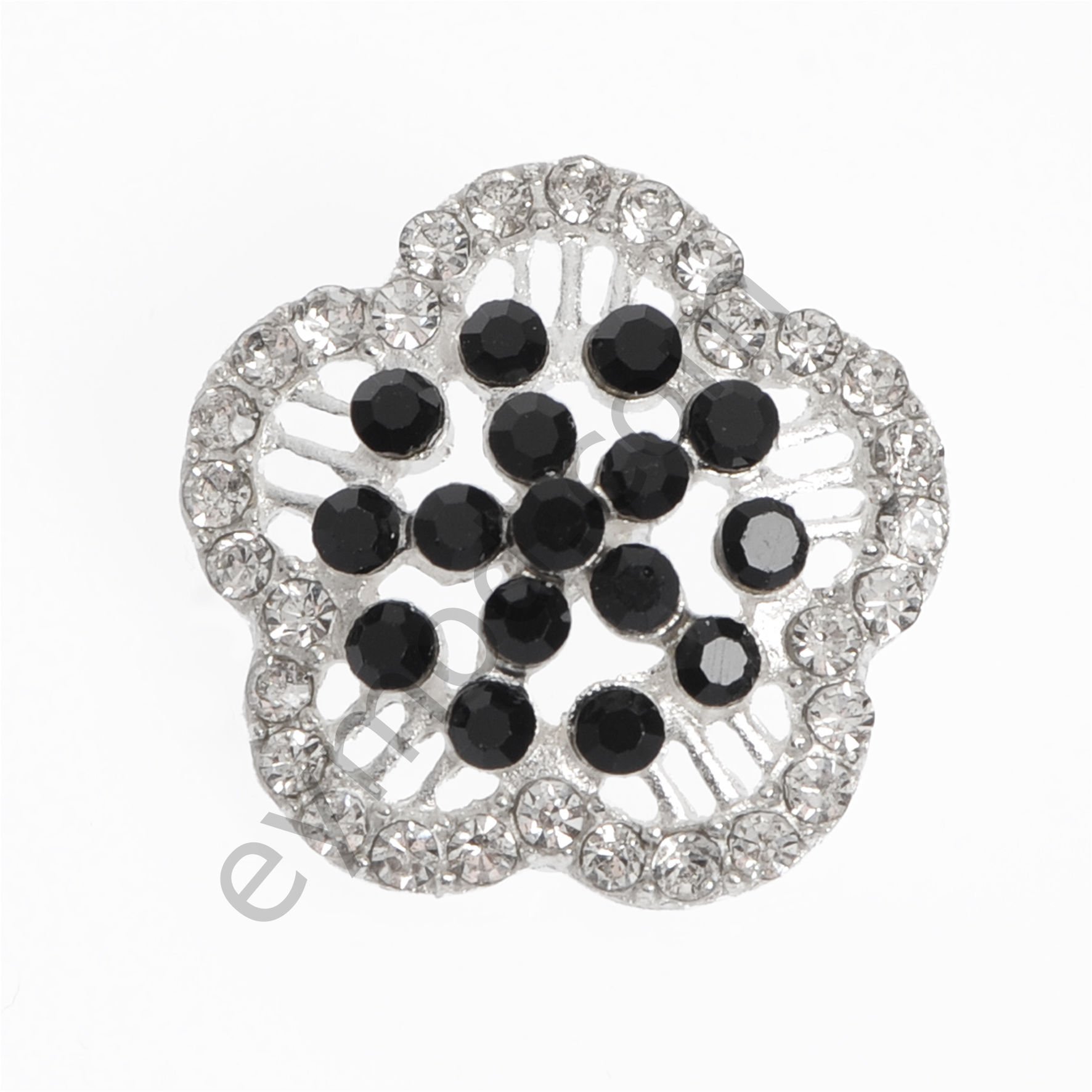 46 Taşlı Çiçek Yuvarlak Düğme