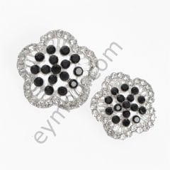 46 Taşlı Çiçek Yuvarlak Düğme