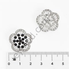 46 Taşlı Çiçek Yuvarlak Düğme