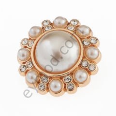 16 Taşlı 9 İncili Yuvarlak Düğme