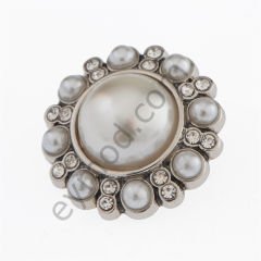 16 Taşlı 9 İncili Yuvarlak Düğme