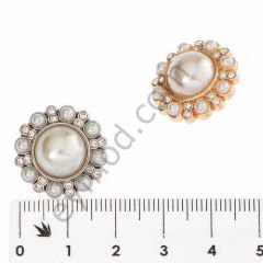 16 Taşlı 9 İncili Yuvarlak Düğme