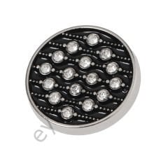16 Taşlı Mineli Yuvarlak Düğme NİKEL + BLACK MİNE - DÜĞME BOYU 36L (~23 mm)