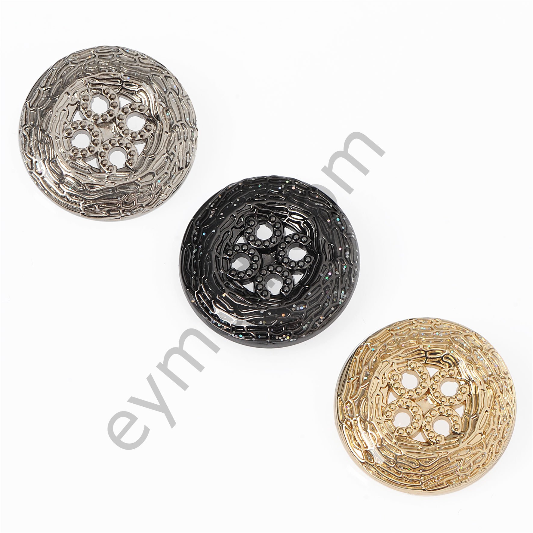 Desenli 4 Delikli Yuvarlak Düğme