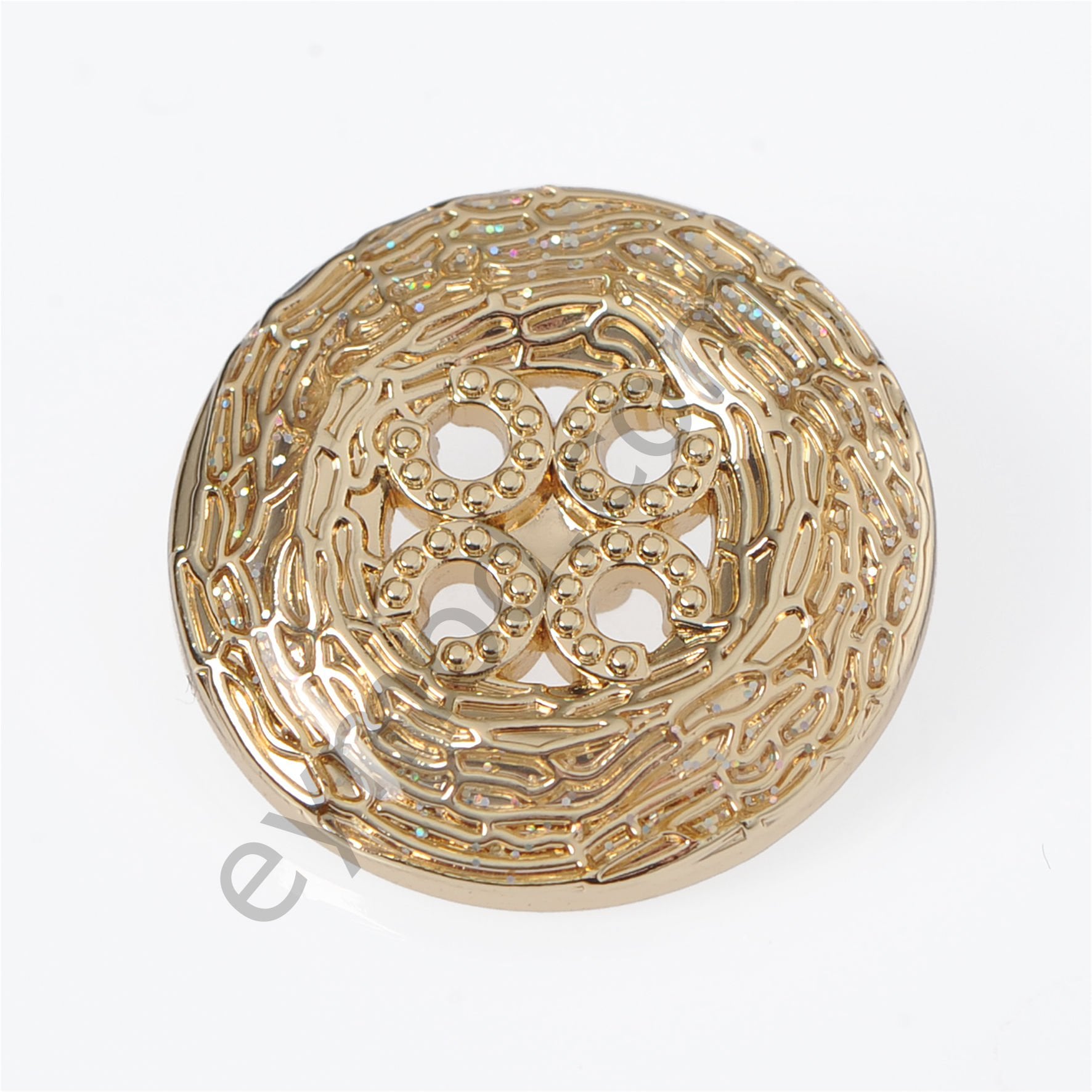 Desenli 4 Delikli Yuvarlak Düğme DÜĞME BOYU 36L (~23 mm) - GOLD