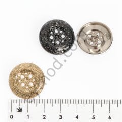 Desenli 4 Delikli Yuvarlak Düğme DÜĞME BOYU 36L (~23 mm) - SİYAH NİKEL