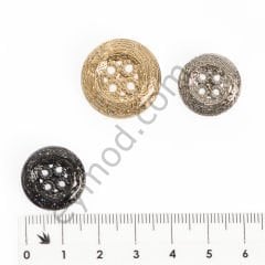 Desenli 4 Delikli Yuvarlak Düğme DÜĞME BOYU 28L (~18 mm) - SİYAH NİKEL
