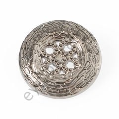 Desenli 4 Delikli Yuvarlak Düğme DÜĞME BOYU 36L (~23 mm) - NİKEL