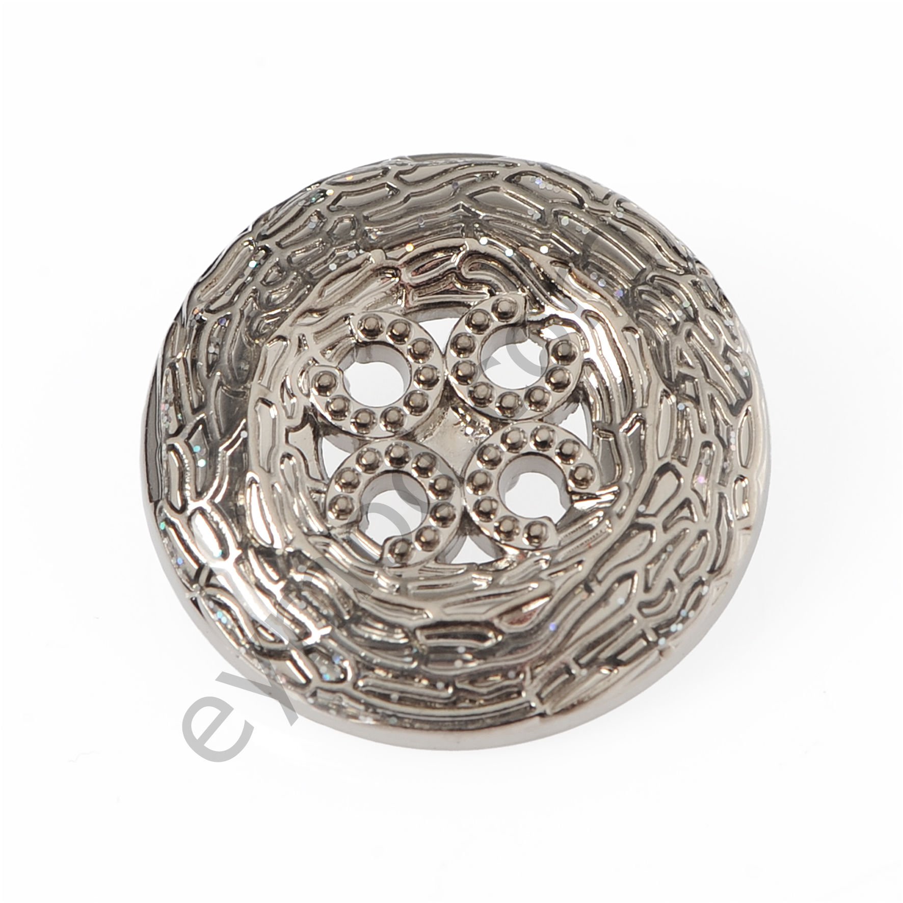 Desenli 4 Delikli Yuvarlak Düğme DÜĞME BOYU 28L (~18 mm) - NİKEL