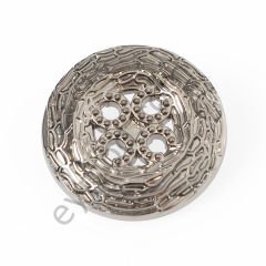 Desenli 4 Delikli Yuvarlak Düğme DÜĞME BOYU 28L (~18 mm) - NİKEL