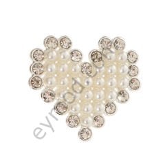 20 Taşlı 27 İncili Kalp Düğme