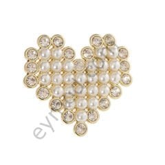 20 Taşlı 27 İncili Kalp Düğme