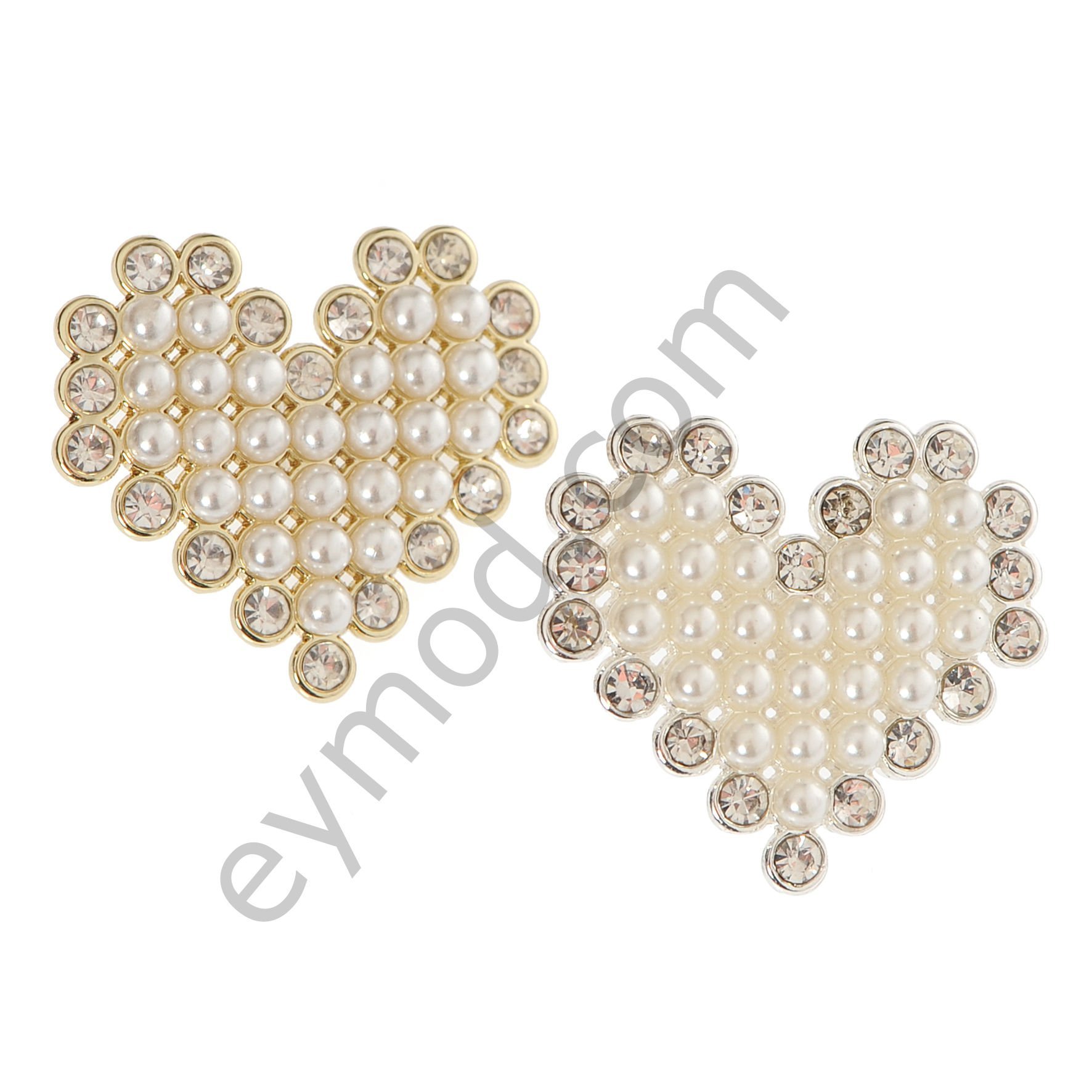 20 Taşlı 27 İncili Kalp Düğme