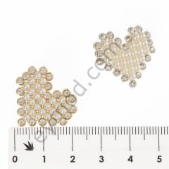 20 Taşlı 27 İncili Kalp Düğme