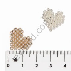 20 Taşlı 27 İncili Kalp Düğme