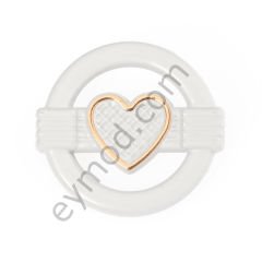 Kalp Desenlı YuvarlakDüğme BEYAZ - DÜĞME BOYU 36L (~23 mm)